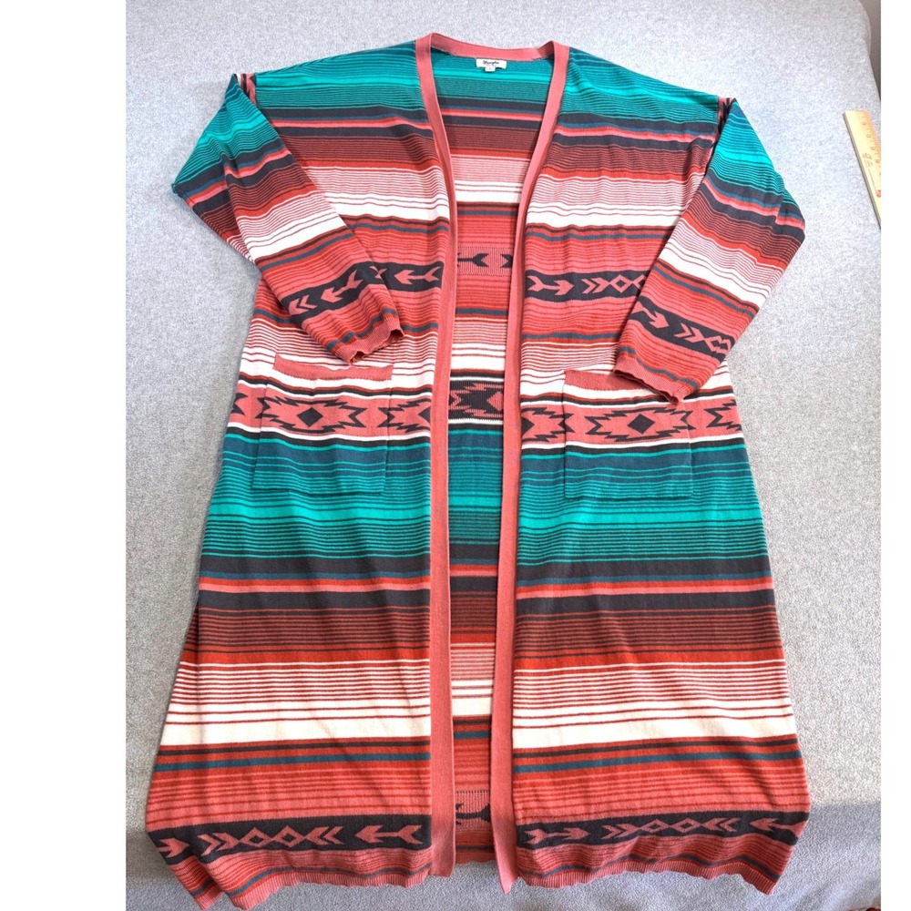 Wrangler Retro Southwestern Cardigan Duster Womens Large Boho Western Aztec